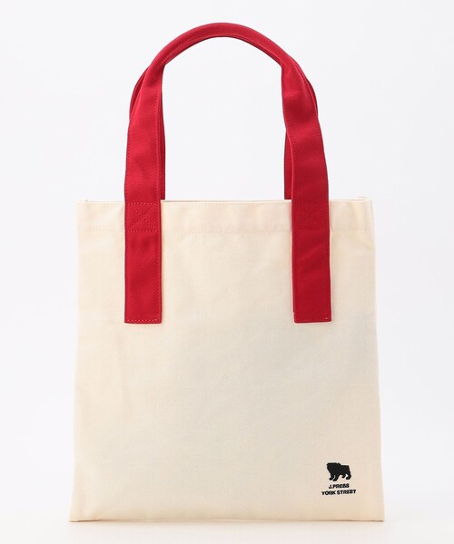 PRESTAGE DUNPHY トートバッグ クリーム色 赤文字 PRESTAGE DUNPHY トートバッグ クリーム色 赤文字 最高 の