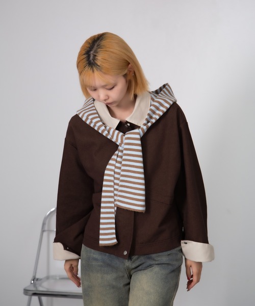 Chiina マフラー ストール Chiina / ボーダーフードマフラー