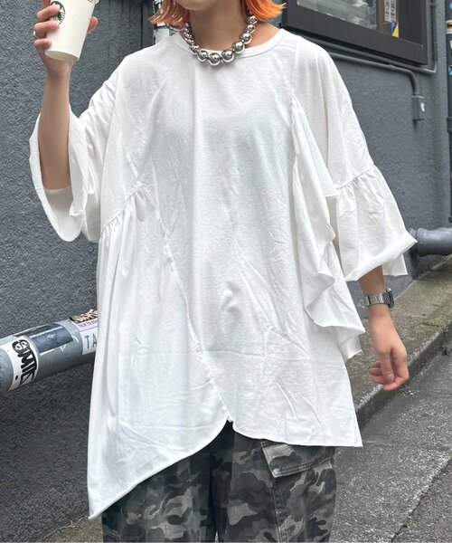 「etsinta」 半袖Tシャツ ONE SIZE ホワイト レディース_画像2