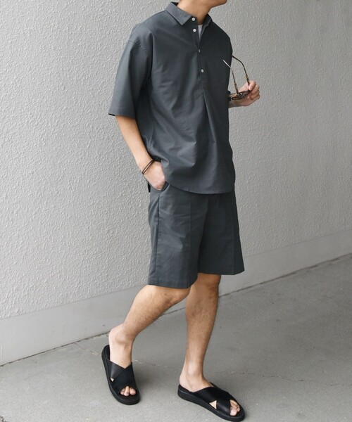 「SHIPS any」 半袖シャツ SMALL ライトオリーブ メンズ_画像4