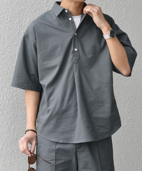 「SHIPS any」 半袖シャツ SMALL ライトオリーブ メンズ_画像5