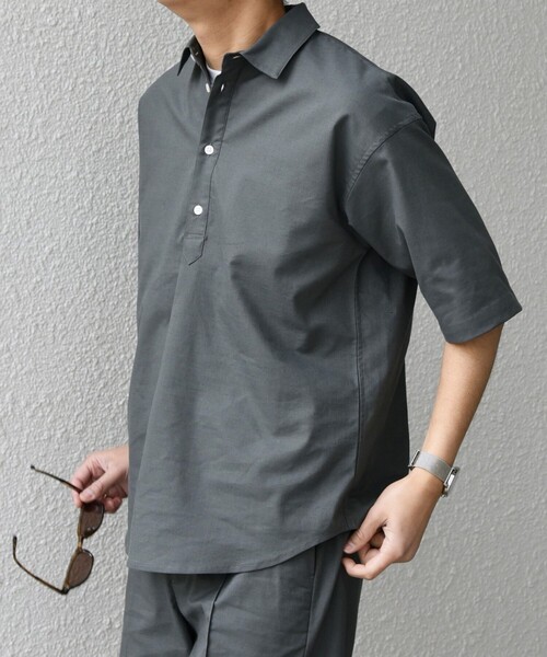 「SHIPS any」 半袖シャツ SMALL ライトオリーブ メンズ_画像6