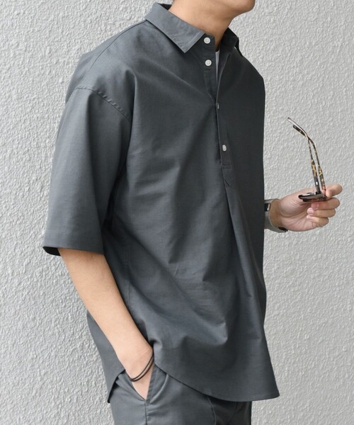 「SHIPS any」 半袖シャツ SMALL ライトオリーブ メンズ_画像7