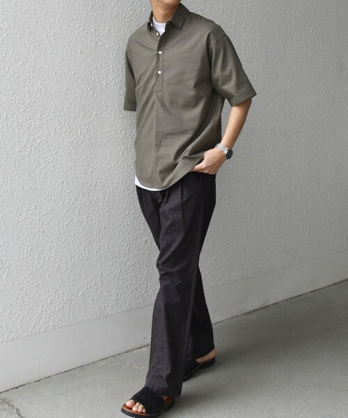 「SHIPS any」 半袖シャツ SMALL ライトオリーブ メンズ_画像9