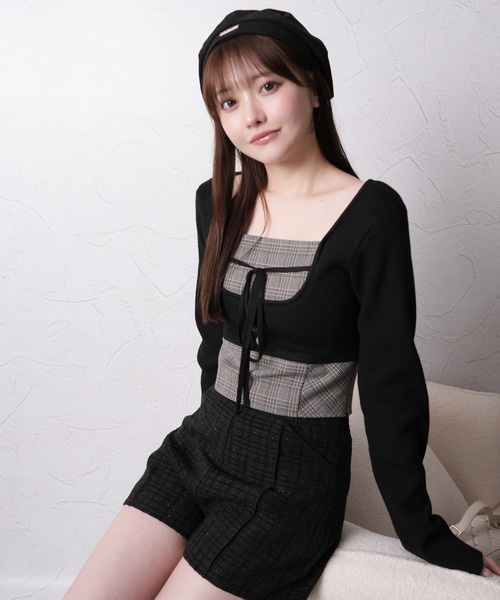 LIP SERVICE（リップサービス） コルセットチェックトップス