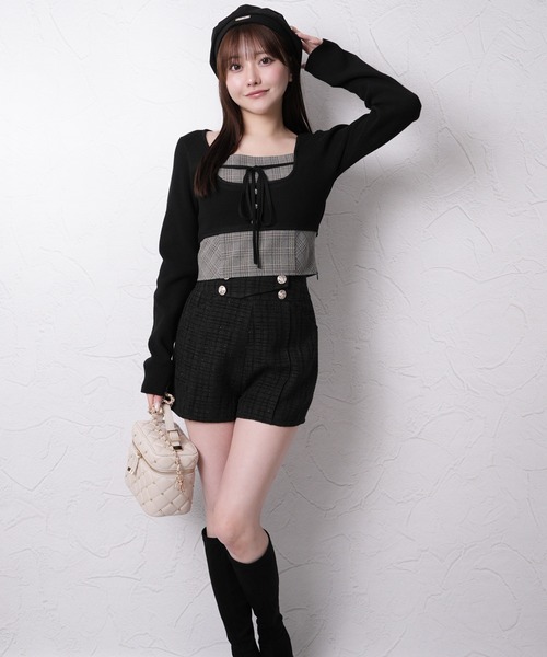 LIP SERVICE（リップサービス） コルセットチェックトップス