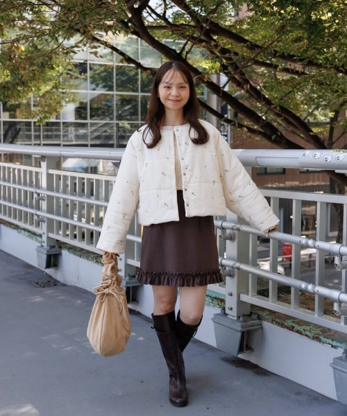 flower ノーカラーコート コート フォーリングフラワーコート