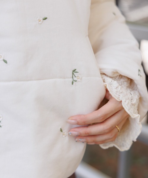 flower ノーカラーコート コート フォーリングフラワーコート