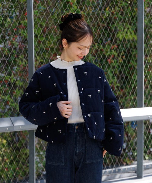 【新品未使用タグ付き】flower フォーリングフラワーコート flower ノーカラーコート コート フォーリングフラワーコート