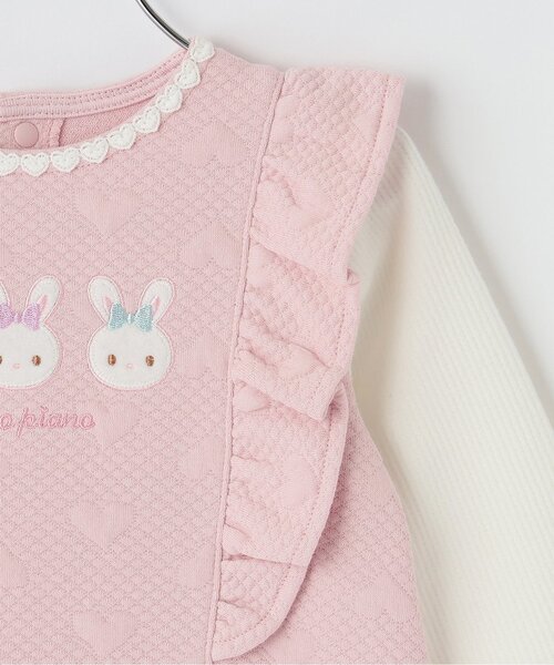 mezzo piano ベビー ウサギアップリケ ハートジャガードワンピース