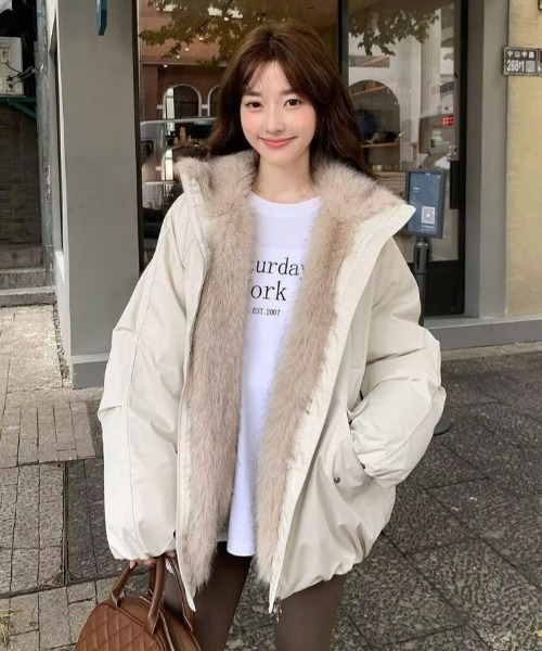  girl  ダウンジャケット ファー ダウンコート ダウンジャケット ファーライニングダウンジャケット