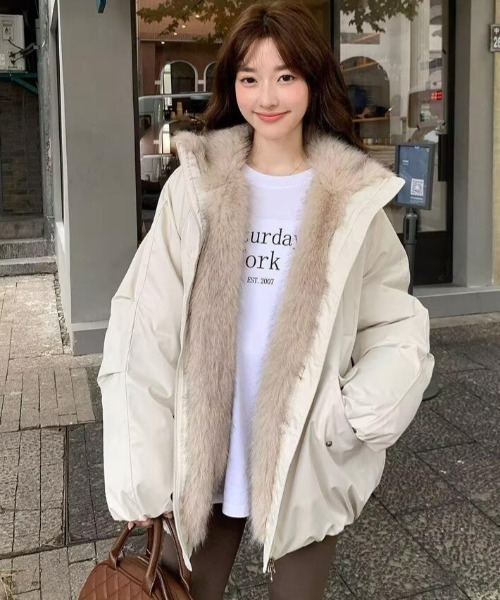 ダウンコート ダウンジャケット ファーライニングダウンジャケット