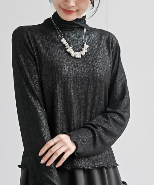 さえら レインダンス ジュリアフラワーハイネックカットソー（黒