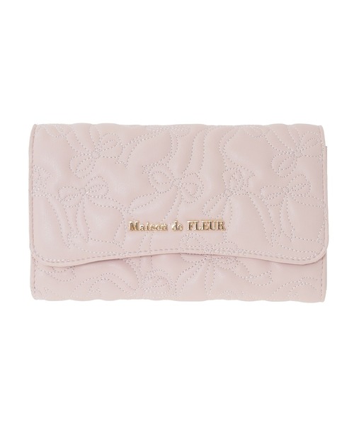 リボンレターロングウォレット メゾンドフルール Maison de FLEUR（メゾンドフルール） 財布 リボンキルティングロング