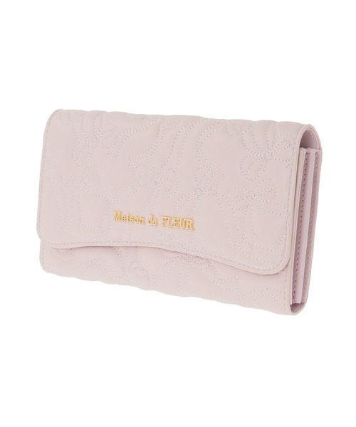 メゾンドフルール ダブルリボン ロングウォレット ピンク Maison de FLEUR（メゾンドフルール）の「【sweet12月号掲載】ダブル