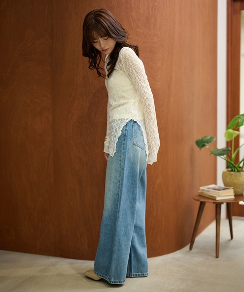 side slit lace sheer tops /サイドスリットレースシアートップス