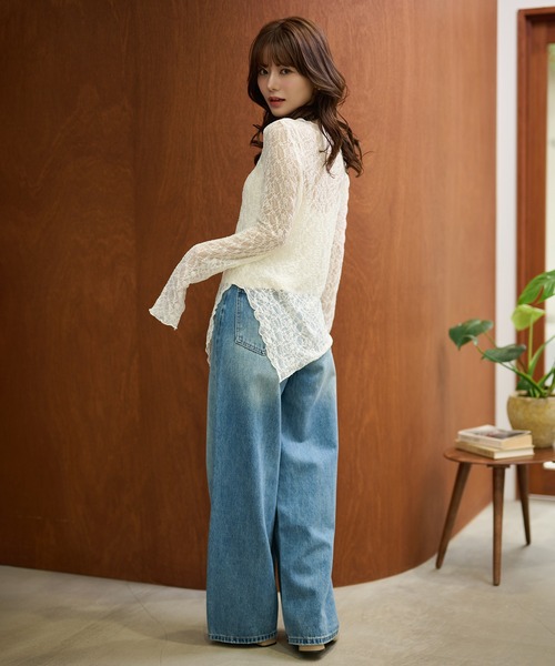 side slit lace sheer tops /サイドスリットレースシアートップス