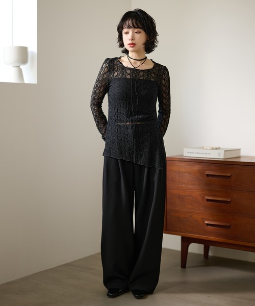 side slit lace sheer tops /サイドスリットレースシアートップス
