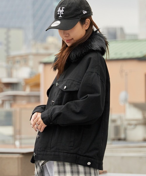 Chick デニムジャケット gジャン Faux Fur Trim 2nd Denim Jacket