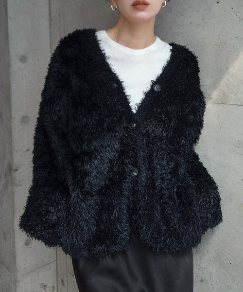 「y/m by RIKA」 ニットカーディガン FREE ブラック レディース_画像2