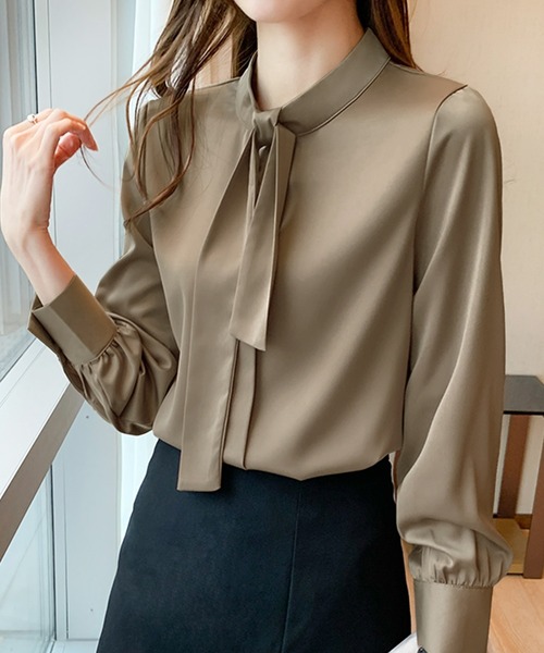 MILAE ブラウス シャツ ボウタイサテンブラウス レディース : ZOZOTOWN