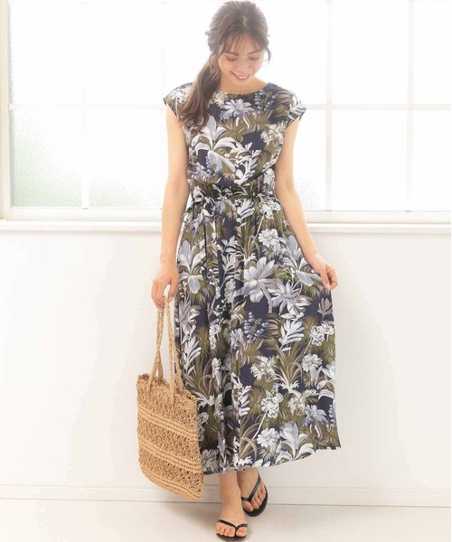 「PREFERIR」 半袖ワンピース LARGE ネイビー レディース_画像6