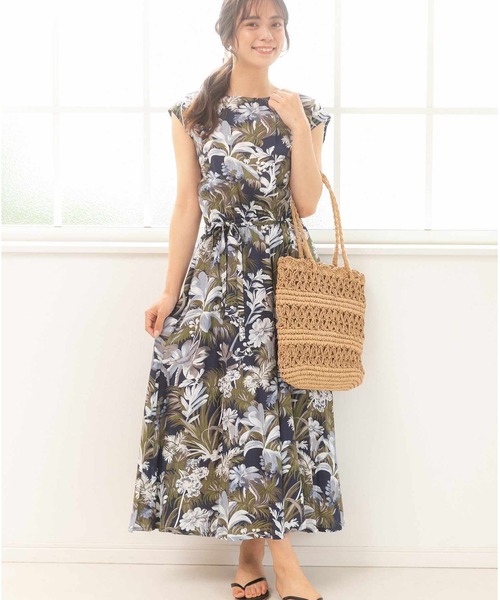 「PREFERIR」 半袖ワンピース LARGE ネイビー レディース_画像7