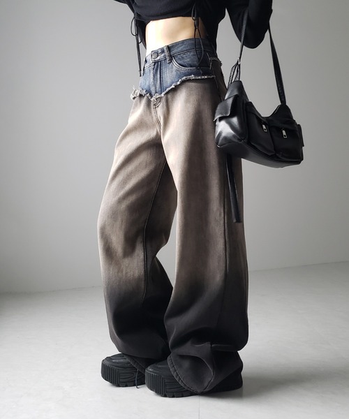 「me+em select」 デニムパンツ X-LARGE ブルー レディース_画像3