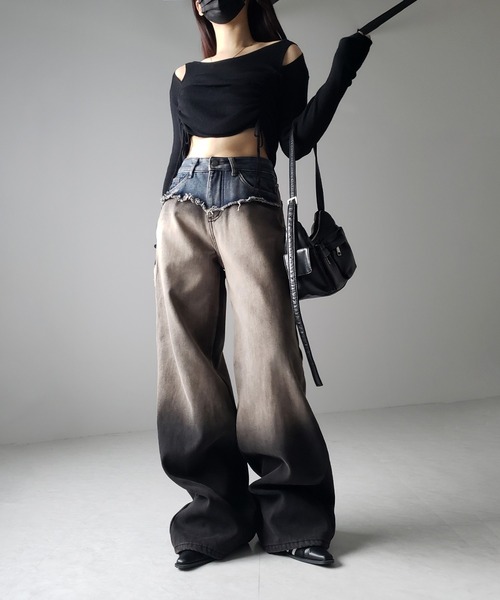 「me+em select」 デニムパンツ X-LARGE ブルー レディース_画像8