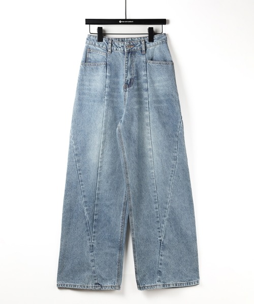 「me+em select」 デニムパンツ LARGE ダークブルー レディース_画像2