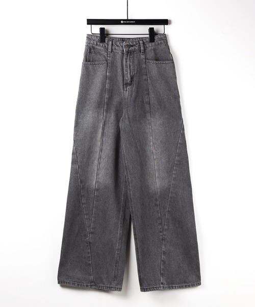 「me+em select」 デニムパンツ LARGE ダークブルー レディース_画像4