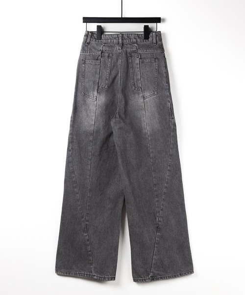 「me+em select」 デニムパンツ LARGE ダークブルー レディース_画像5