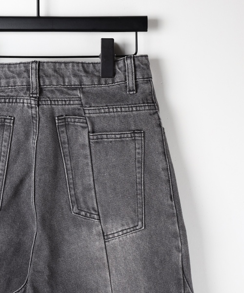 「me+em select」 デニムパンツ LARGE ダークブルー レディース_画像6