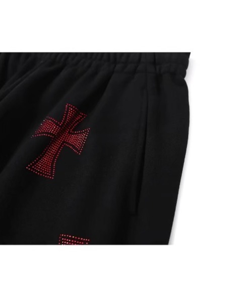 「UNKNOWN LONDON」 スウェットパンツ S ブラック×レッド メンズ_画像8