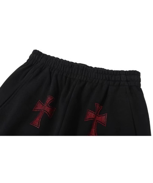 「UNKNOWN LONDON」 スウェットパンツ S ブラック×レッド メンズ_画像9