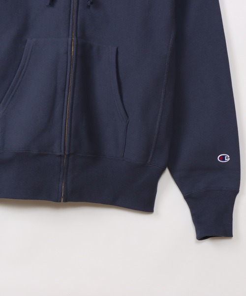 「Champion」 ジップアップパーカー LARGE ダークネイビー メンズの画像