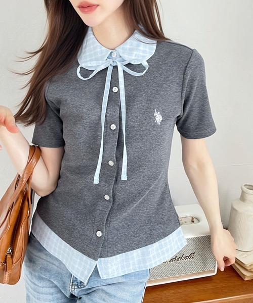 U.S. POLO ASSN.（ユーエスポロアッスン） ブラウス シャツ 半袖 「Ada