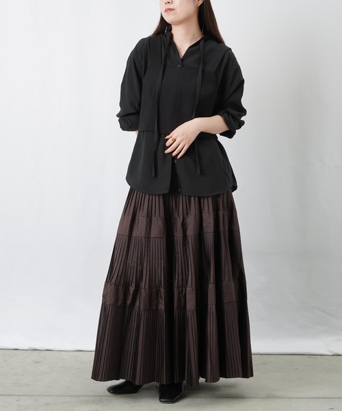 未使用♡LEONARD異素材カットソー 馬柄 ダークブラウン LADY LUCK LUCA（レディラックルカ） ロング スカート LC/LLL 「新色