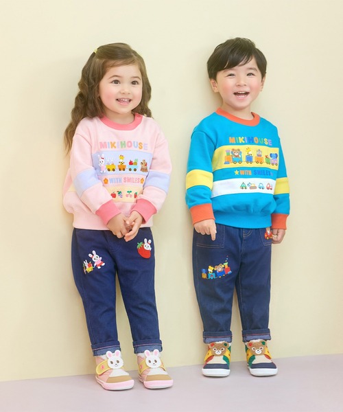 【新品】MIKI HOUSE プッチー　トレーナー 100cm MIKI HOUSE（ミキハウス） トレーナー プッチーボーダー風トレーナー