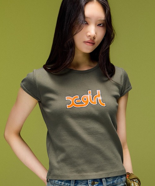 X-girl（エックスガール） tシャツ 半袖 COLORED MILLS LOGO S/S BABY