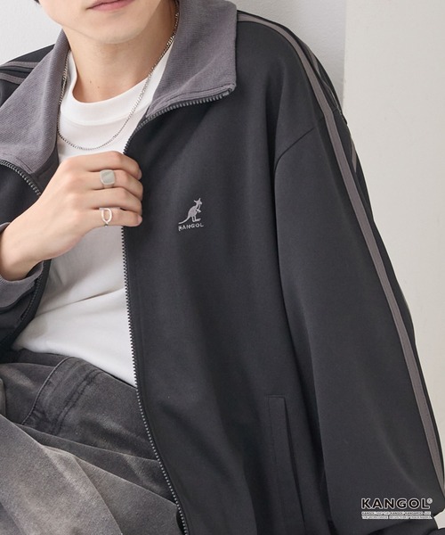 「KANGOL」 ジャージブルゾン M ブラック メンズ_画像2