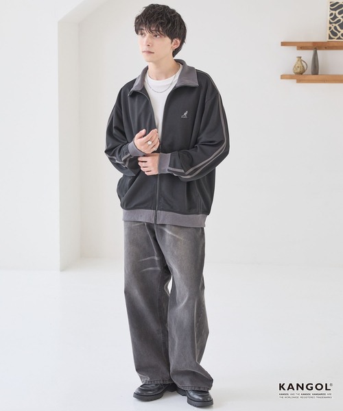 「KANGOL」 ジャージブルゾン M ブラック メンズ_画像3