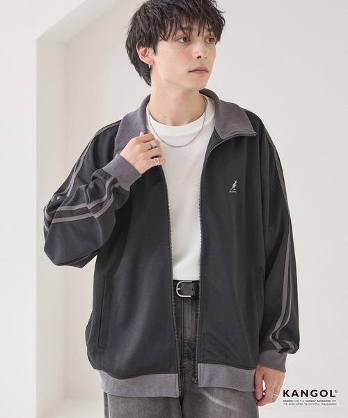 「KANGOL」 ジャージブルゾン M ブラック メンズ_画像4