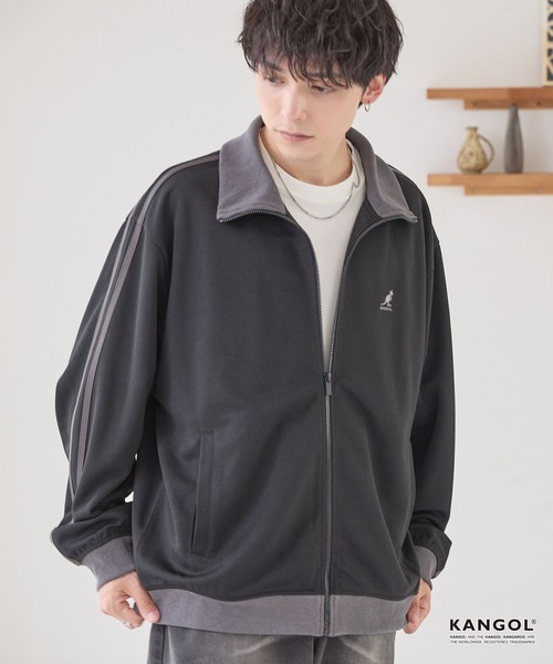「KANGOL」 ジャージブルゾン M ブラック メンズ_画像5