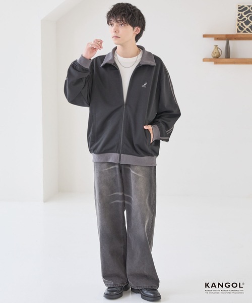 「KANGOL」 ジャージブルゾン M ブラック メンズ_画像9