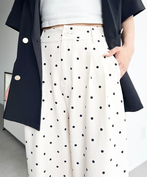 ワイドパンツ パンツ 裾レースツータックセミワイドスラックスパンツ レディース | moment+ | 15