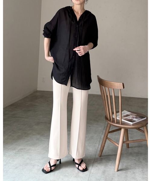 She's Closet セットアップ ノーカラー深vネックベスト＆パンツ