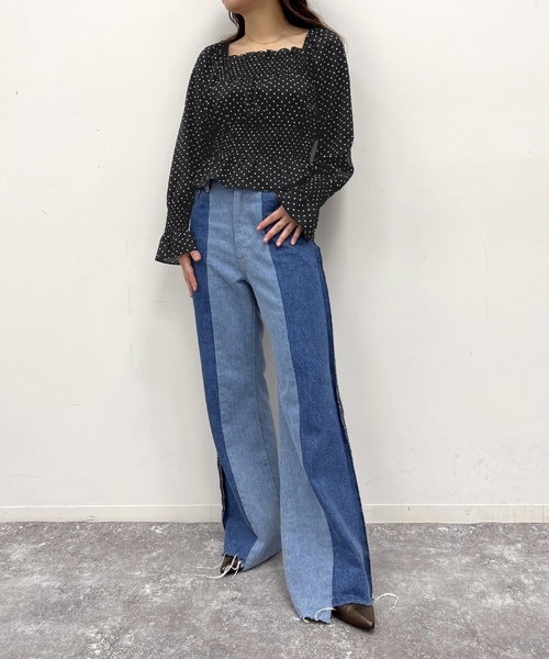 「U by SPICK&SPAN」 長袖ブラウス - ネイビー レディース_画像10