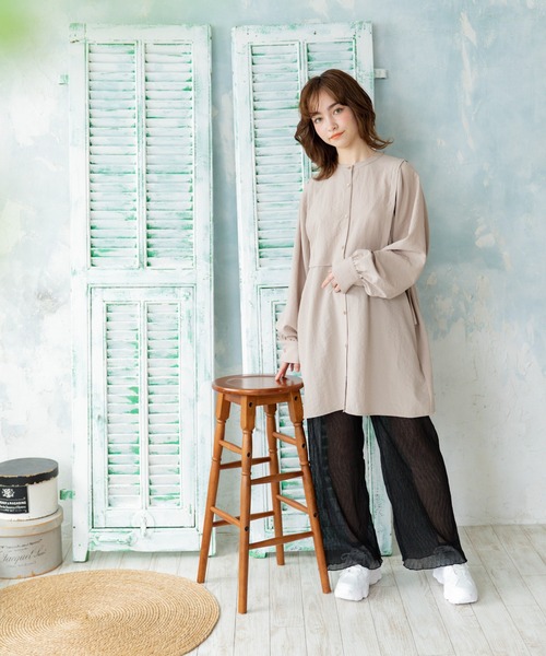 Mysa&Liina パンツ シフォンセミフレアシアーパンツ レディース
