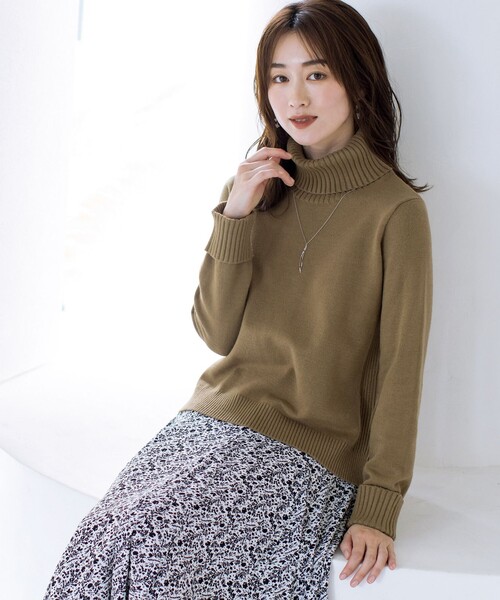 Tiaclasse ニット セーター 「洗える」もっちり柔らかいリブタートル